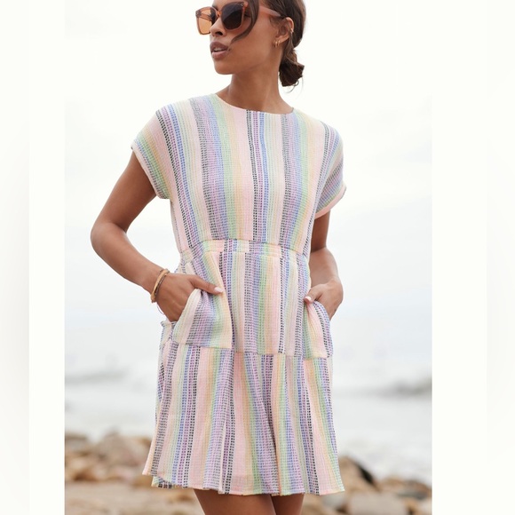 Anthropologie Dolan Short-Sleeve Striped Mini Dress - Picture 4 of 9
